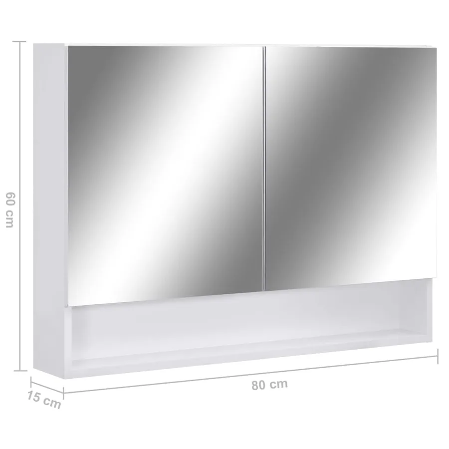 Armoire à miroir de salle de bain LED Blanc 80x15x60 cm MDF - 9
