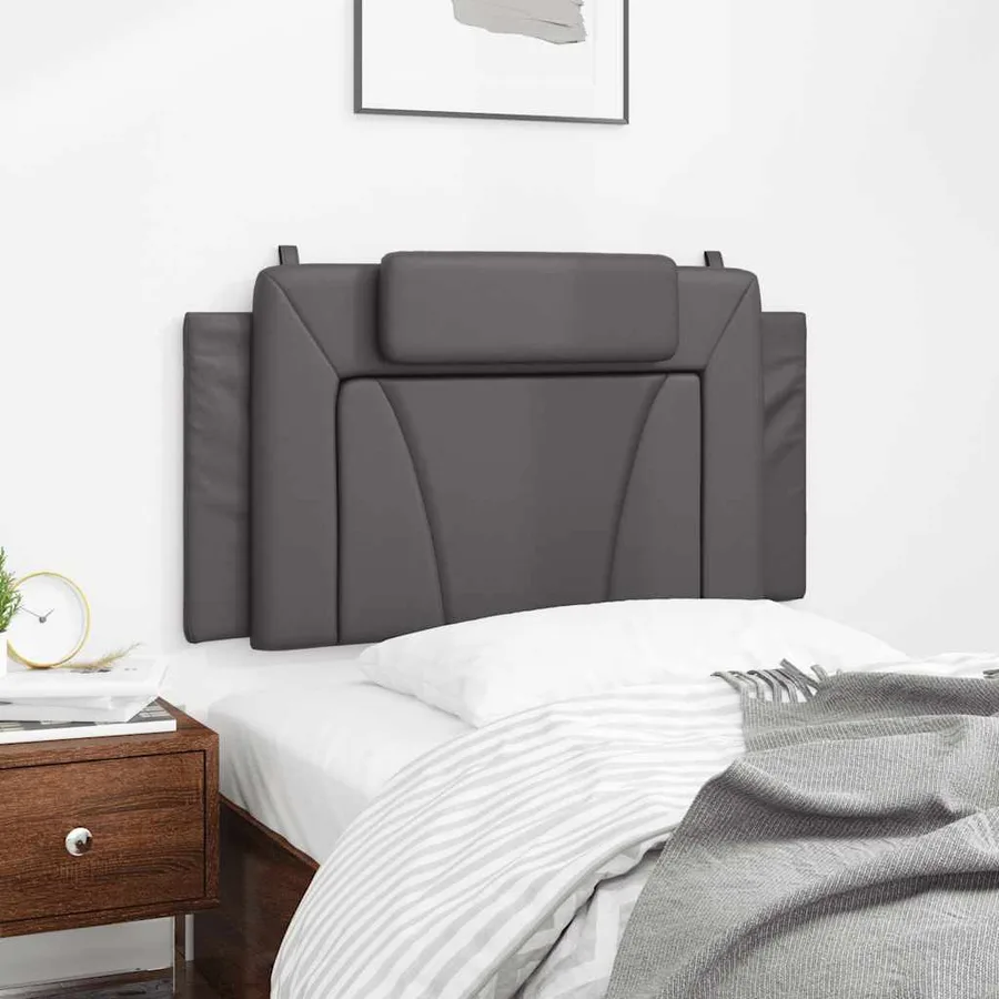 Coussin de tête de lit Viana gris 100 cm similicuir - 4