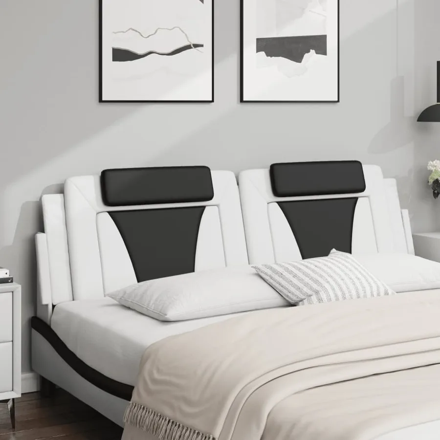 Coussin de tête de lit Viana blanc et noir 180 cm similicuir - 3