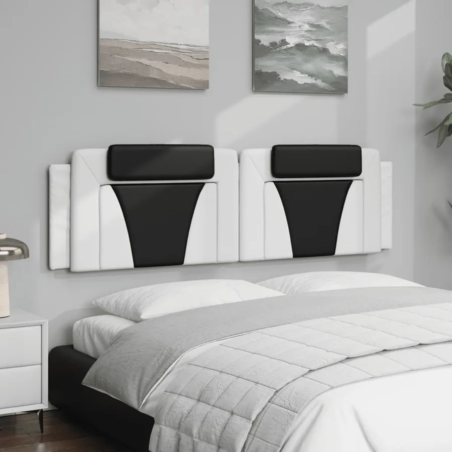 Coussin de tête de lit Viana blanc et noir 180 cm similicuir - 4