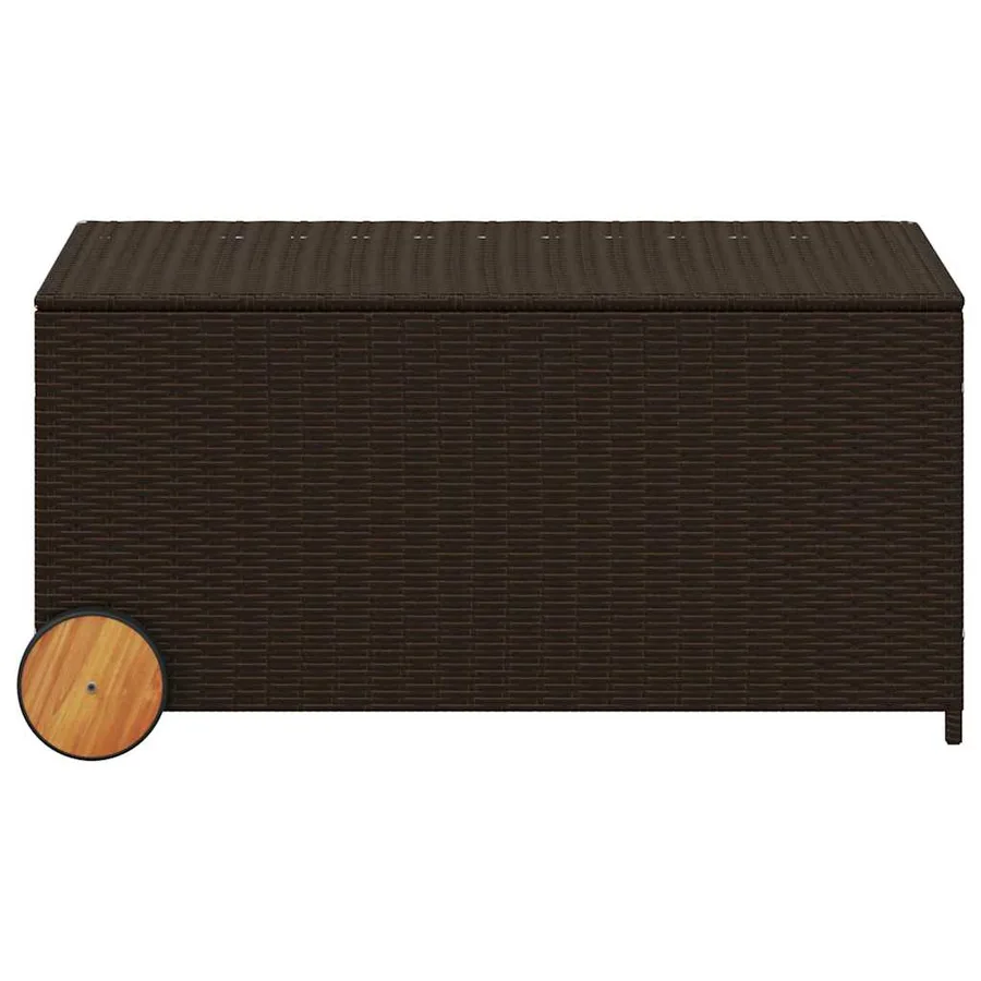 Boîte de rangement de jardin et roues marron 190L poly rotin - 4