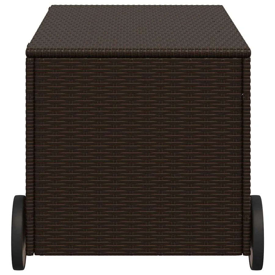 Boîte de rangement de jardin et roues marron 190L poly rotin - 5