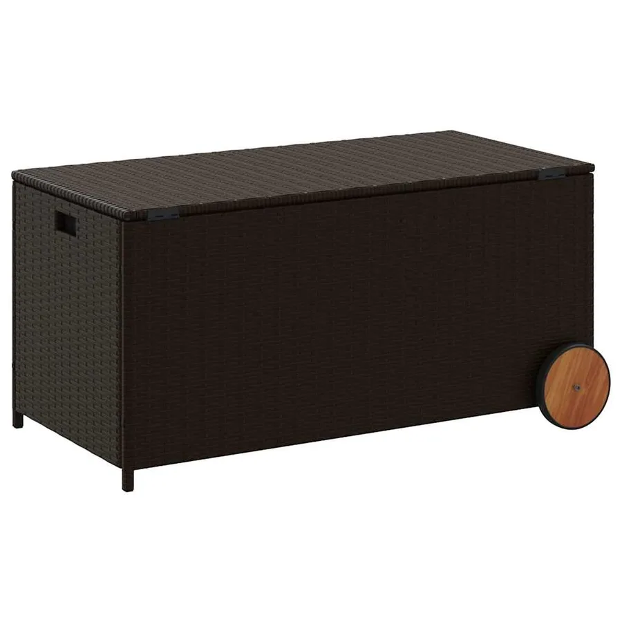 Boîte de rangement de jardin et roues marron 190L poly rotin - 6