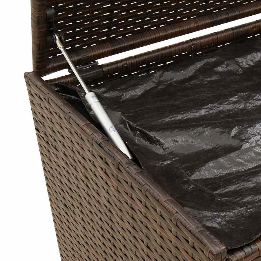 Boîte de rangement de jardin et roues marron 190L poly rotin - 8