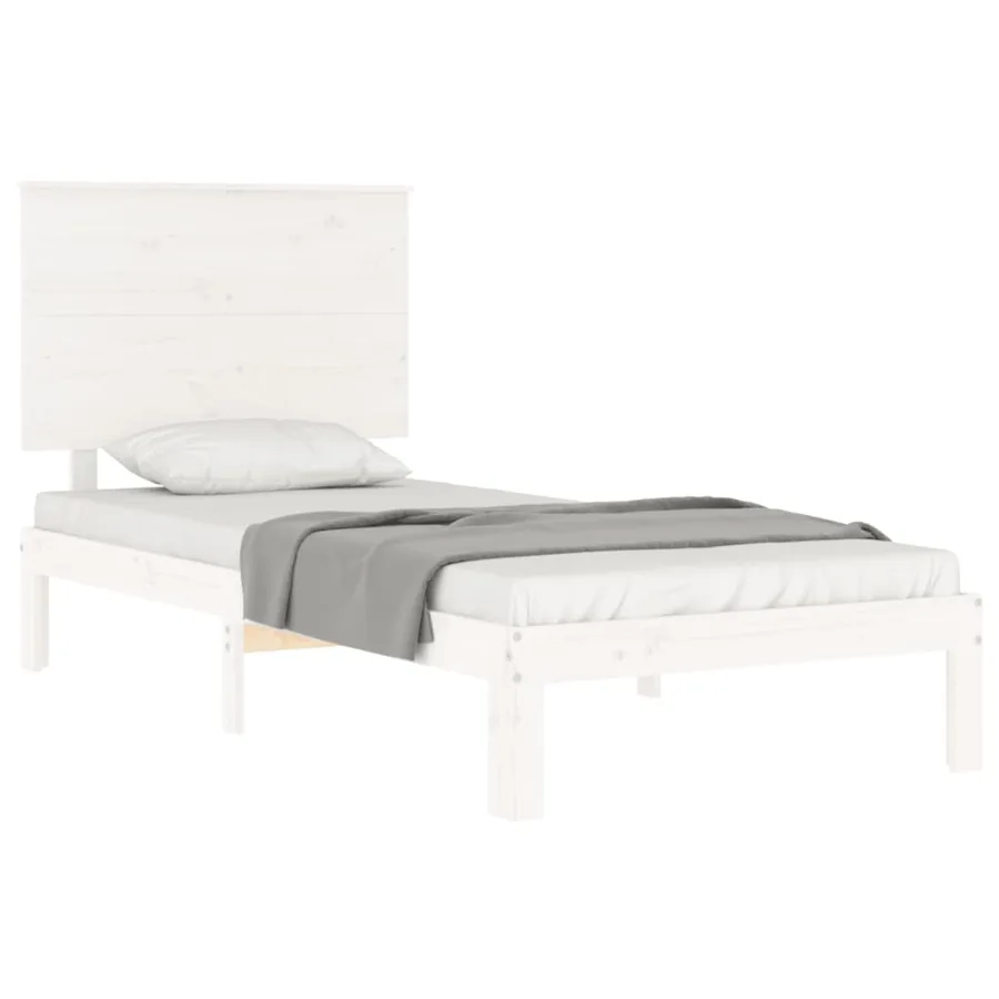 Cadre de lit sans matelas blanc 100x200 cm bois de pin massif - 4