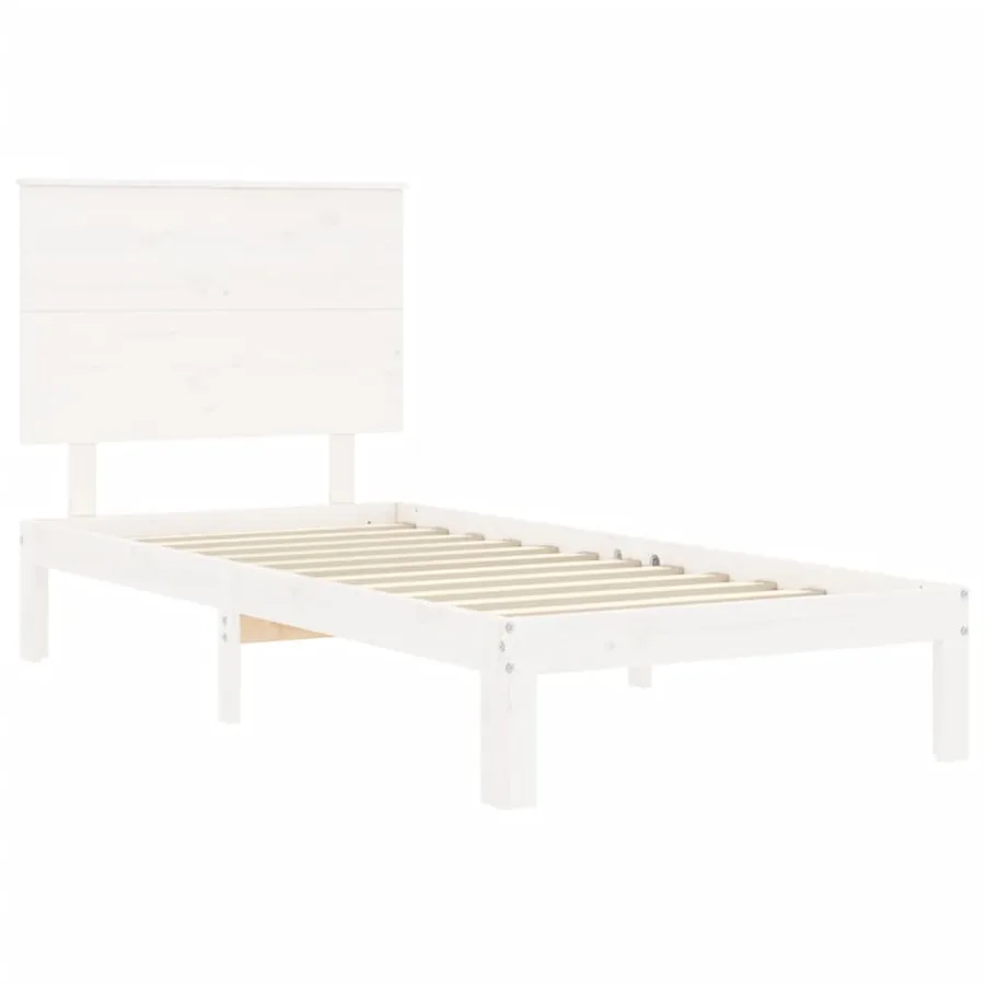 Cadre de lit sans matelas blanc 100x200 cm bois de pin massif - 5