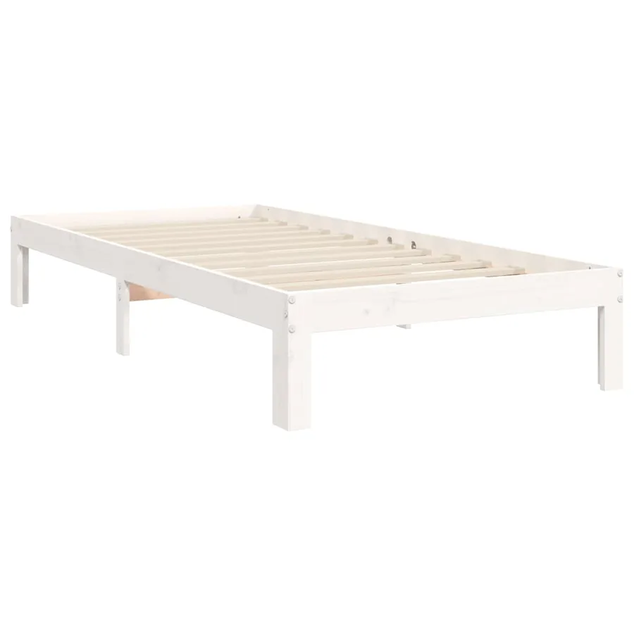 Cadre de lit sans matelas blanc 100x200 cm bois de pin massif - 9