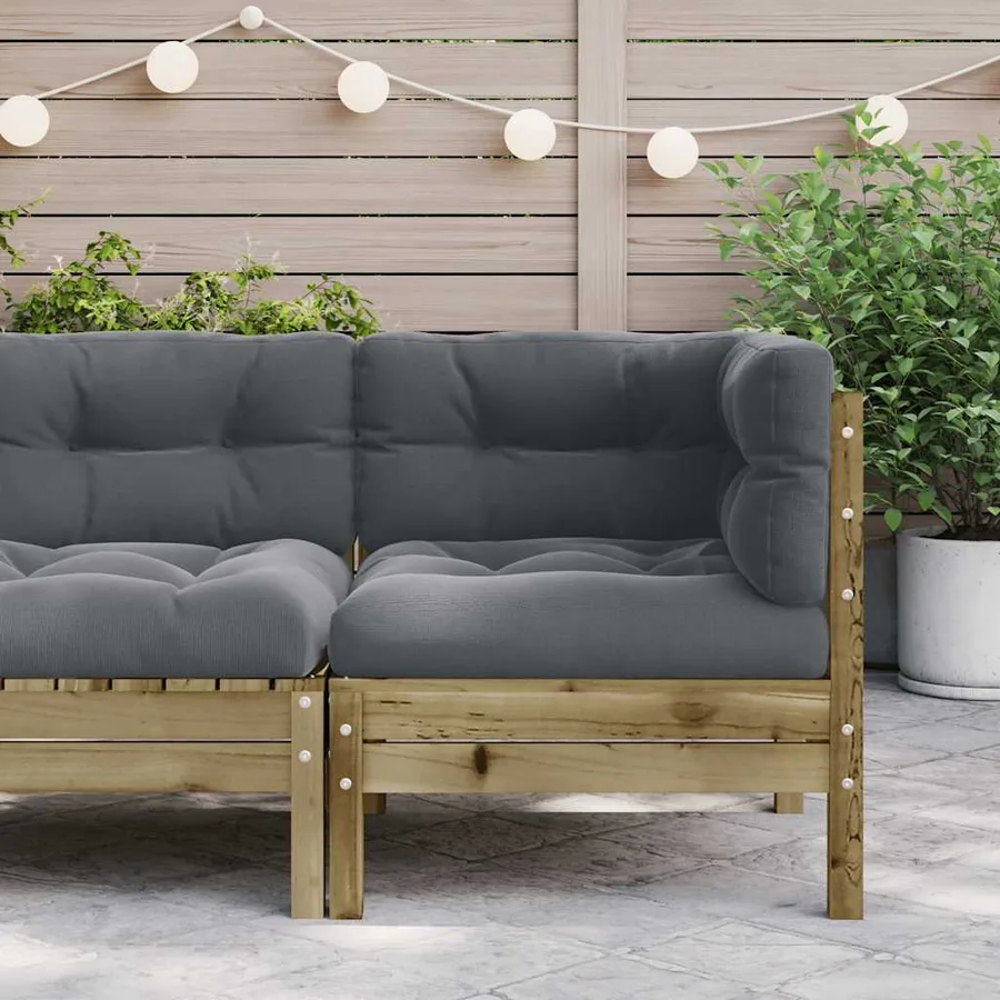 Canapé d'angle de jardin avec coussins bois de pin imprégné - 3