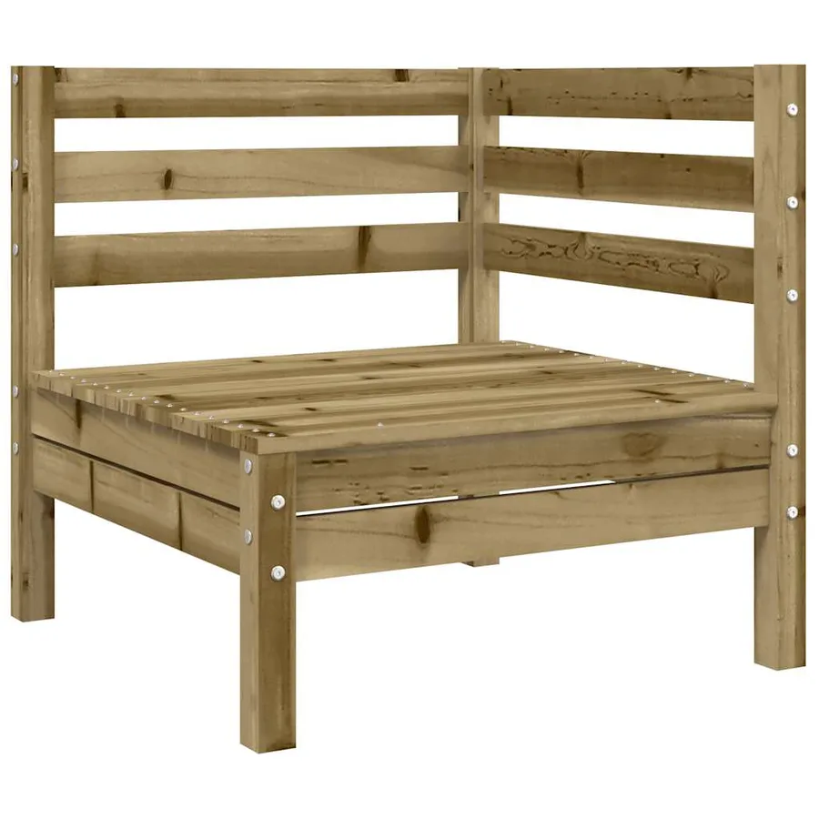 Canapé d'angle de jardin avec coussins bois de pin imprégné - 5