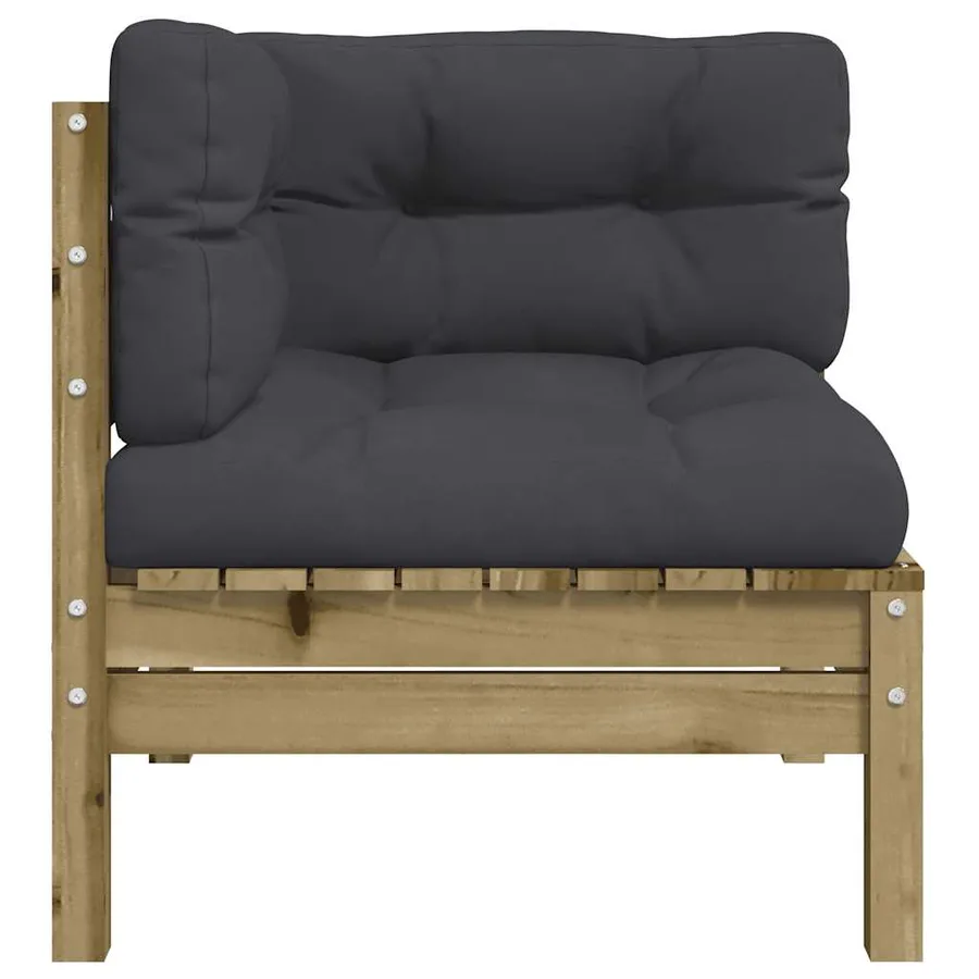 Canapé d'angle de jardin avec coussins bois de pin imprégné - 6