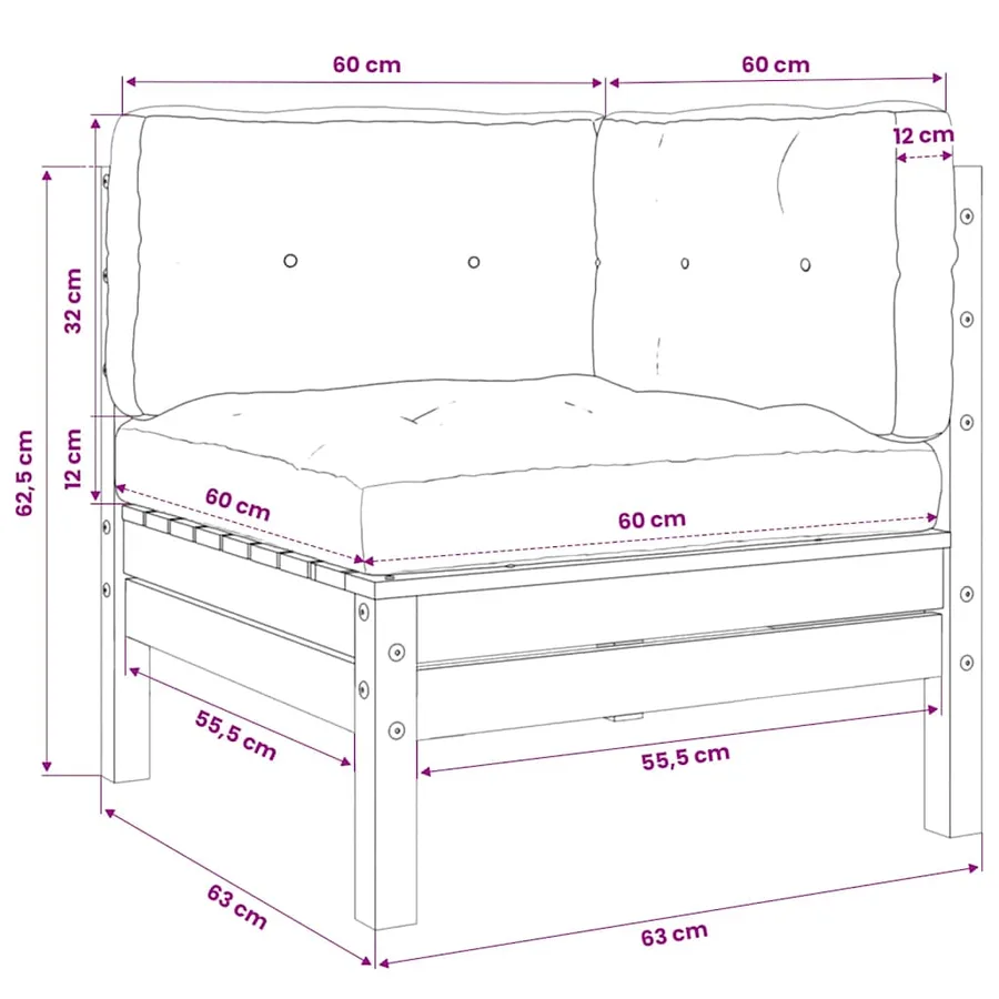 Canapé d'angle de jardin avec coussins bois de pin imprégné - 9