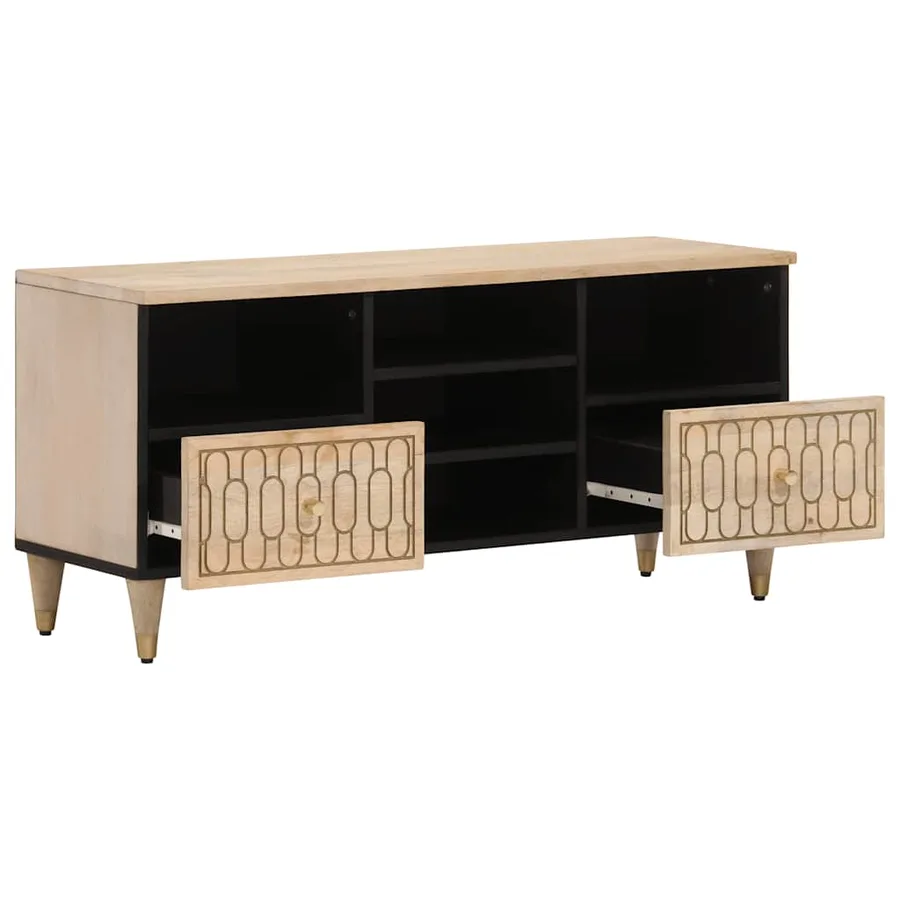 Meuble TV 100x33x46 cm bois massif de manguier - 2