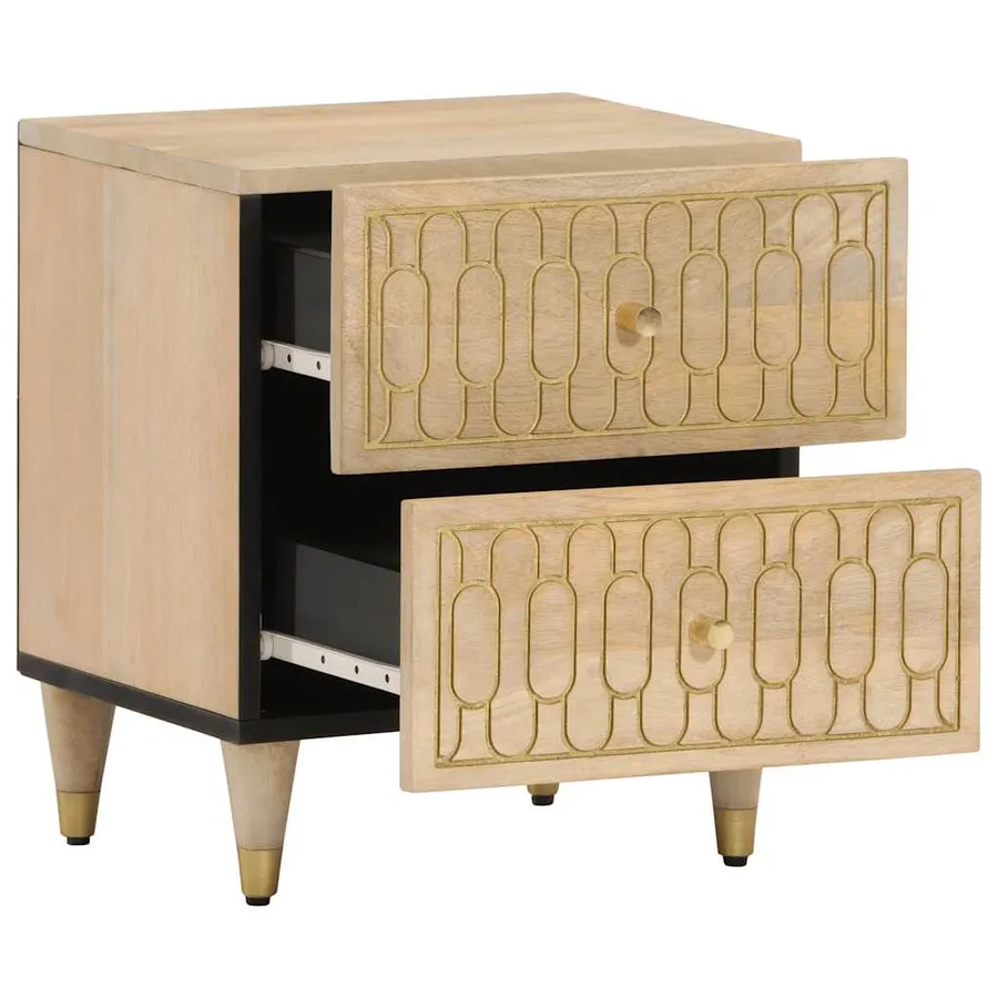 Tables de chevet 2 pcs 40x33x46 cm Bois de manguier solide - 2