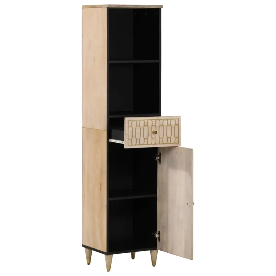 Armoire de salle de bain 38x33x160 cm bois massif de manguier - 2