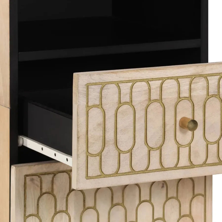 Armoire de salle de bain 38x33x160 cm bois massif de manguier - 8