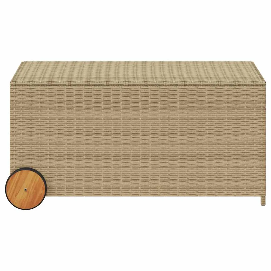 Boîte de rangement de jardin et roues mélange beige 190L rotin - 4