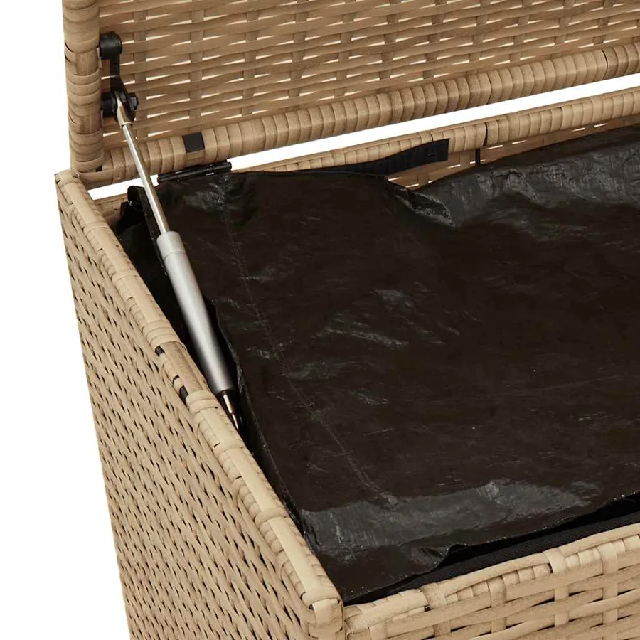 Boîte de rangement de jardin et roues mélange beige 190L rotin - 8