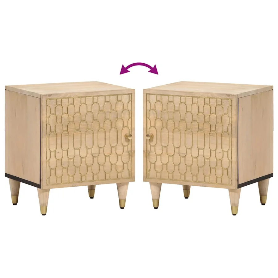 Tables de chevet 2 pcs 40x33x46 cm Bois de manguier solide - 7