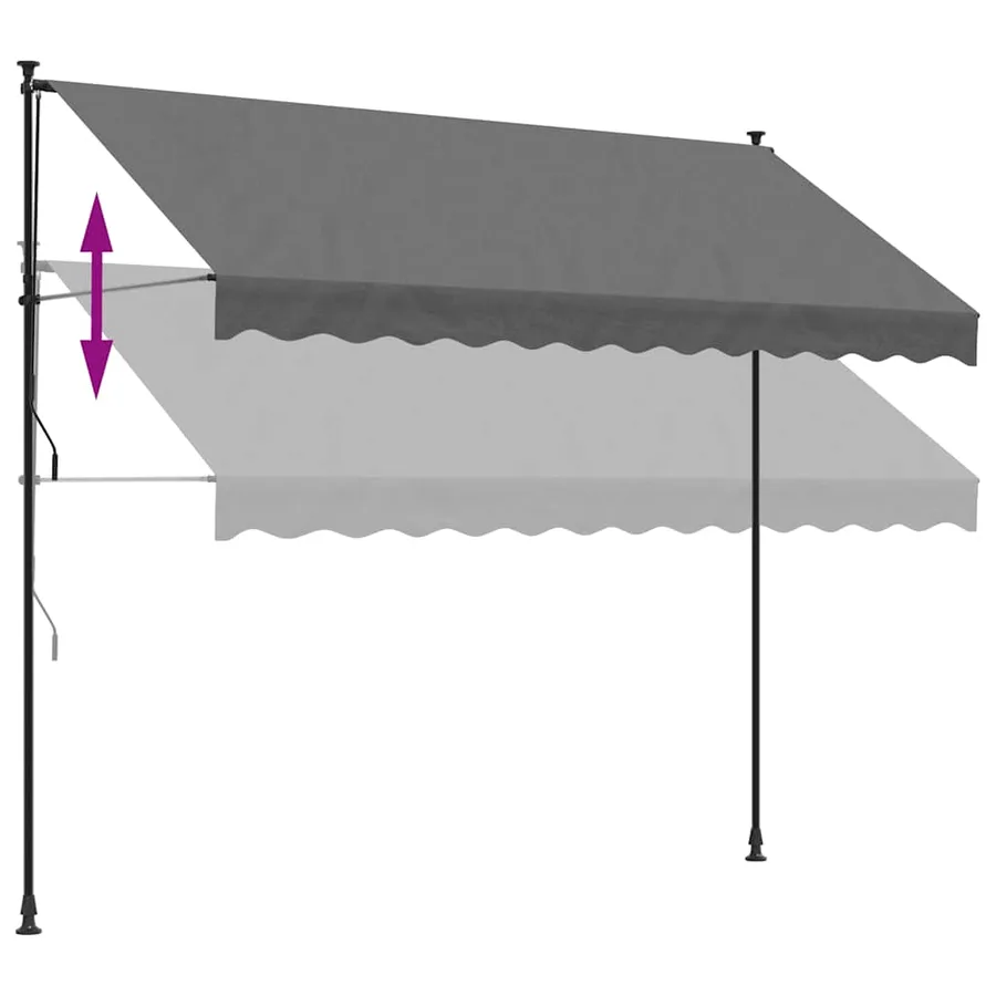 Auvent rétractable anthracite 300x150 m tissu et acier - 9