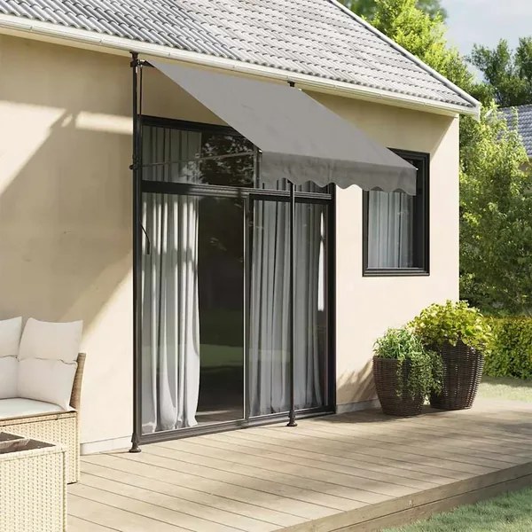Auvent rétractable anthracite 150x150 m tissu et acier