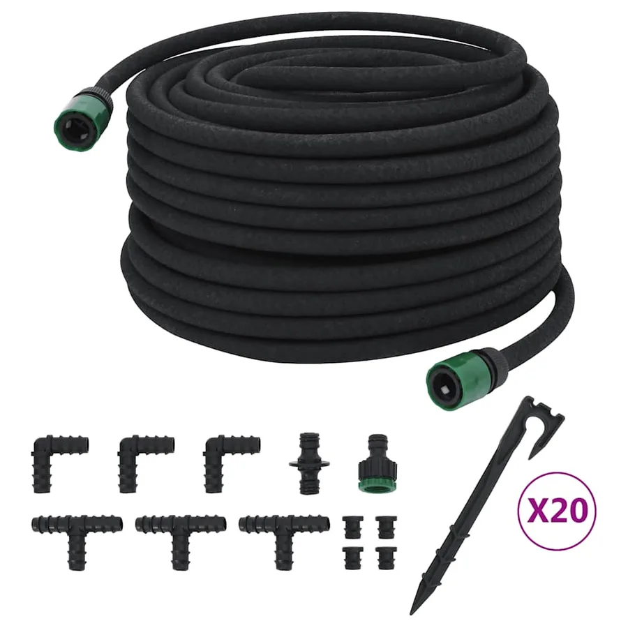 Tuyau d'arrosage de jardin noir 0,6" 50 m caoutchouc - 2