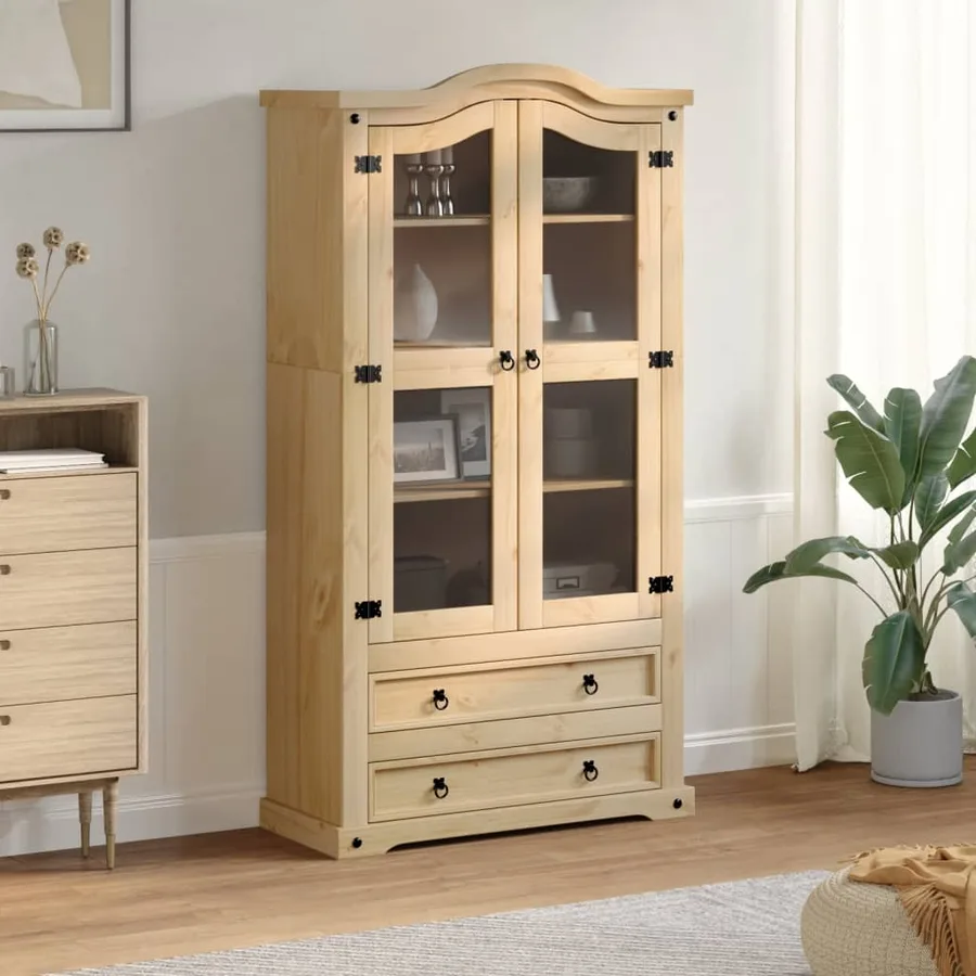 Vitrine en verre Corona 99x43x187 cm bois massif de pin - 3