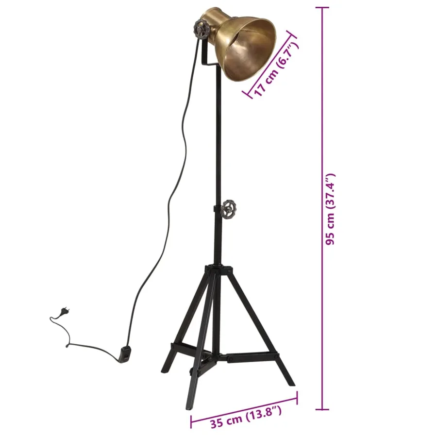 Lampadaire 25 W laiton antique 35x35x65/95 cm E27 - 11