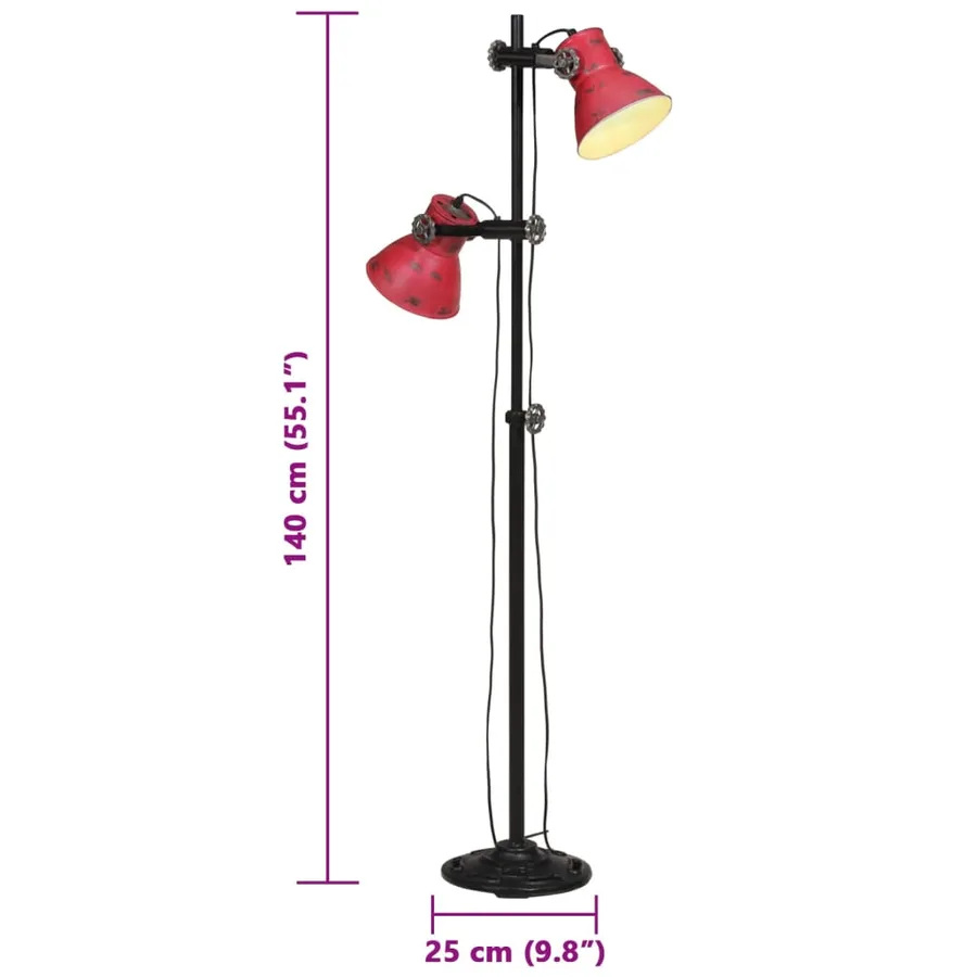Lampadaire 25 W rouge délavé 25x25x90/160 cm E27 - 11