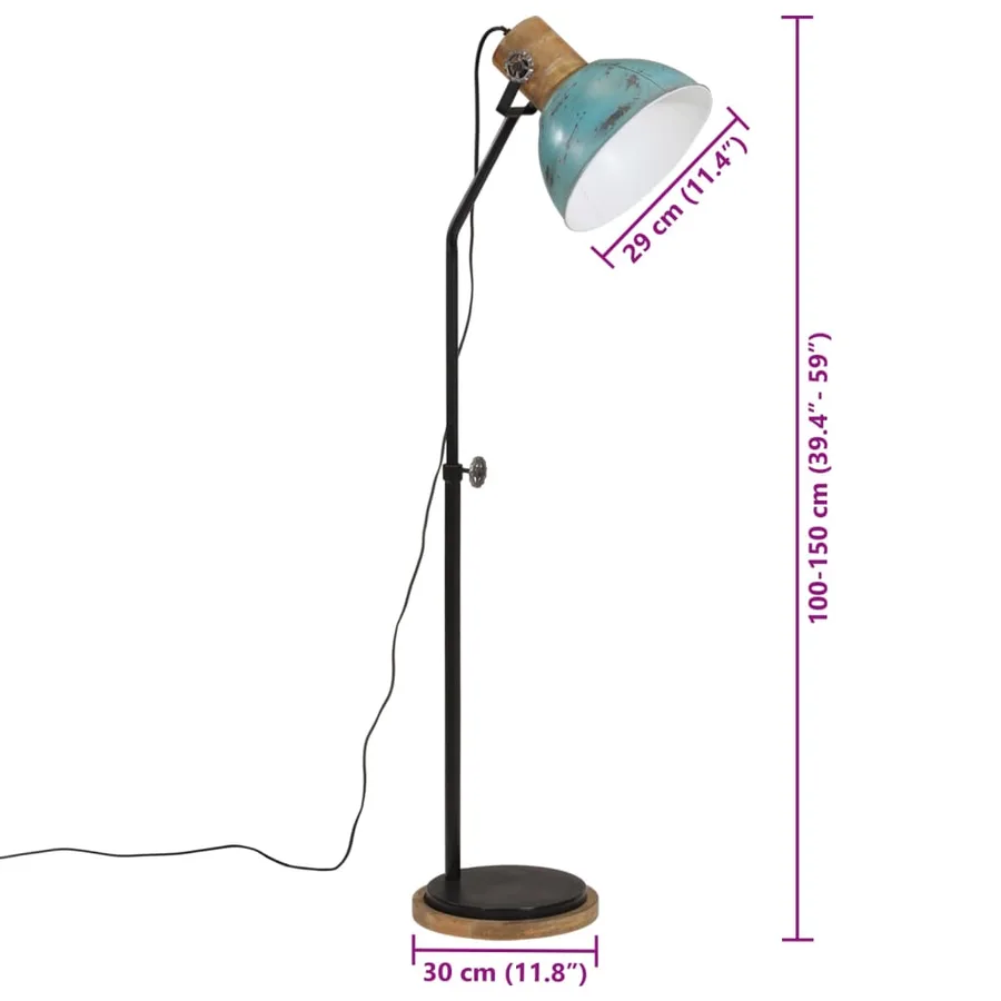 Lampadaire 25 W bleu délavé 30x30x100-150 cm E27 - 11