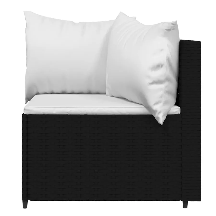 Salon de jardin 3 pcs avec coussins Noir Résine tressée - 7