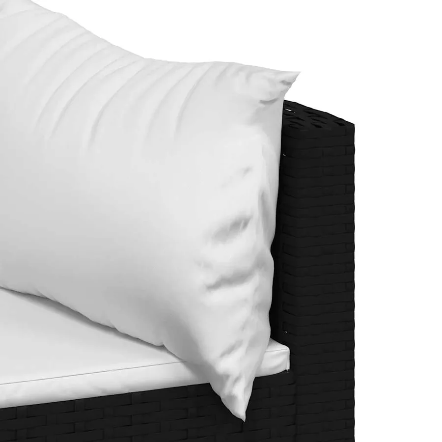 Salon de jardin 3 pcs avec coussins Noir Résine tressée - 8