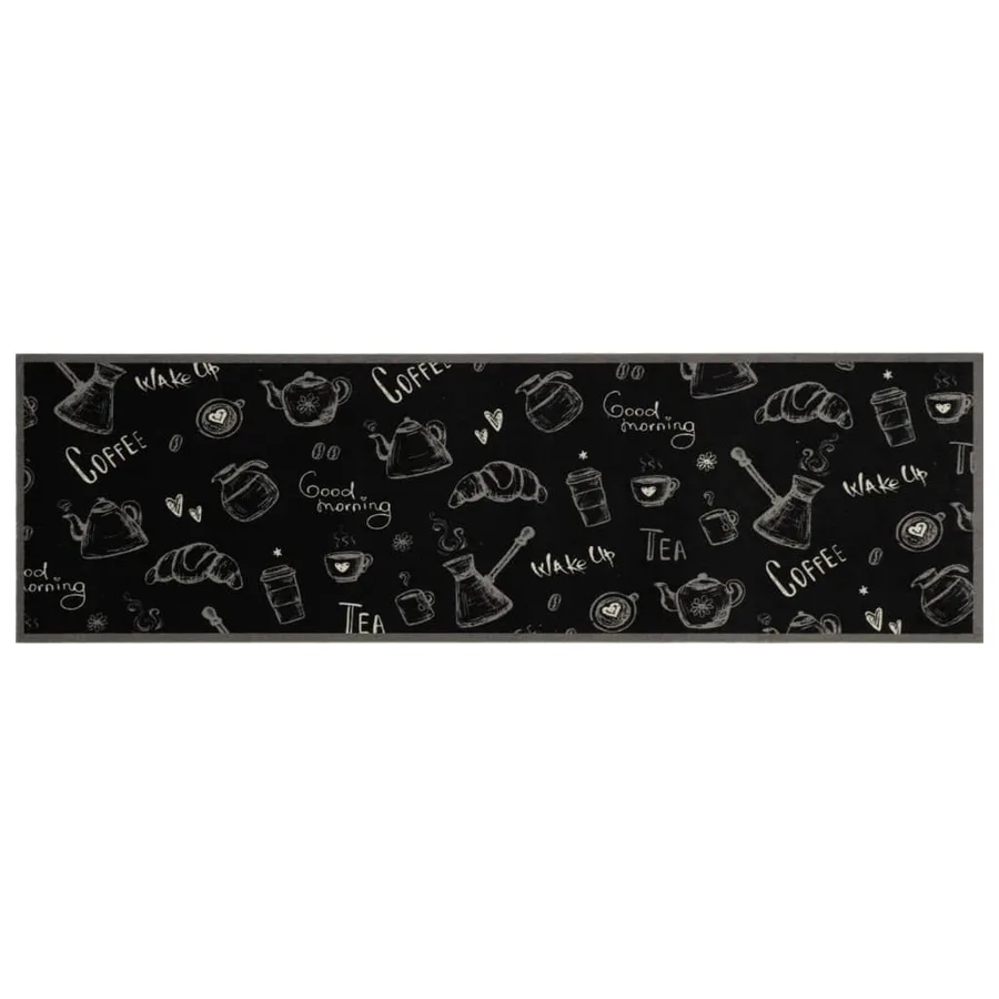 Tapis de cuisine lavable imprimé Morning noir 45x150 cm velours - 2