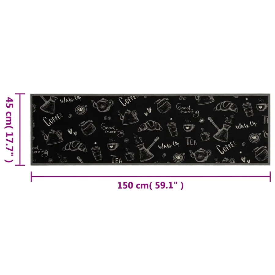 Tapis de cuisine lavable imprimé Morning noir 45x150 cm velours - 5