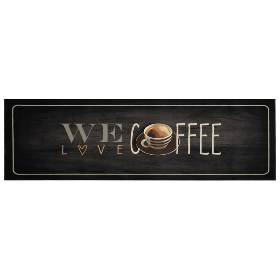 Tapis de cuisine lavable texte Coffee 45x150 cm velours - 2