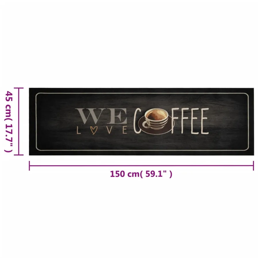 Tapis de cuisine lavable texte Coffee 45x150 cm velours - 5
