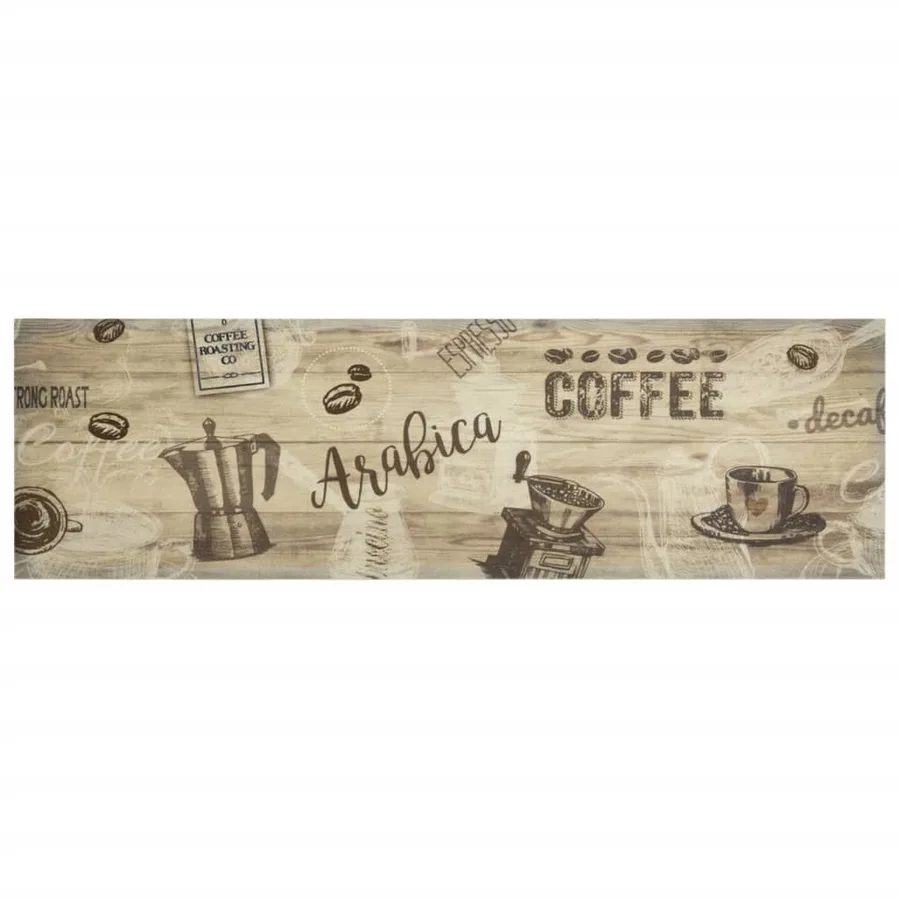 Tapis de cuisine lavable imprimé café marron 45x150 cm velours - 2