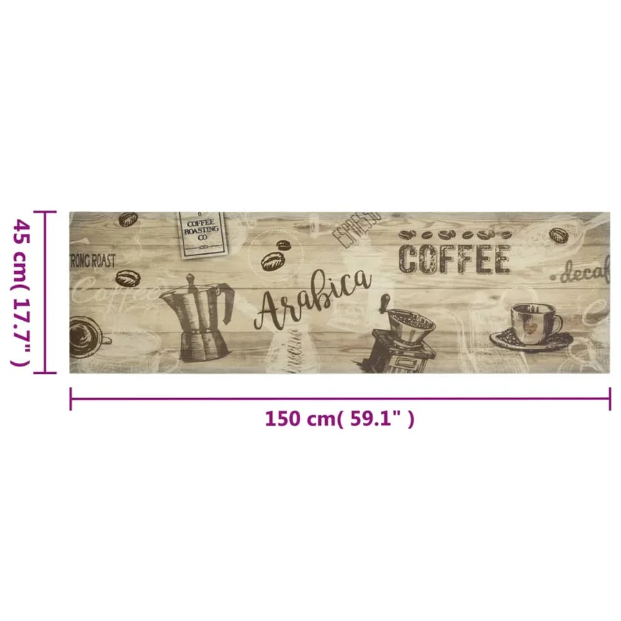 Tapis de cuisine lavable imprimé café marron 45x150 cm velours - 5