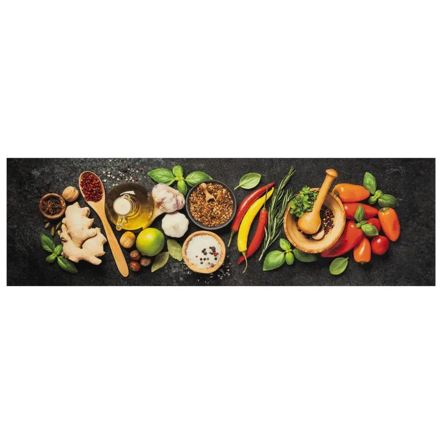 Tapis de cuisine lavable impression d'épices 45x150 cm velours - 2