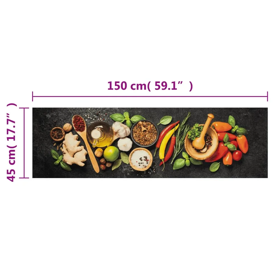Tapis de cuisine lavable impression d'épices 45x150 cm velours - 5