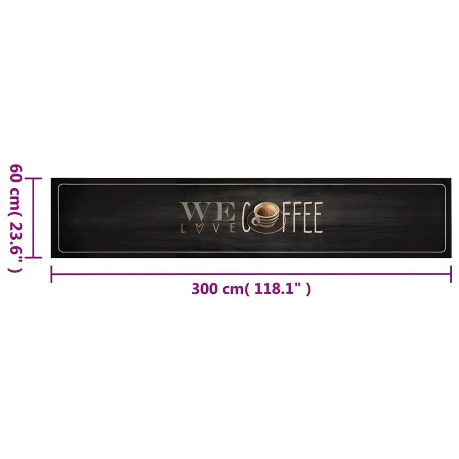 Tapis de cuisine lavable texte Coffee 60x300 cm velours - 5