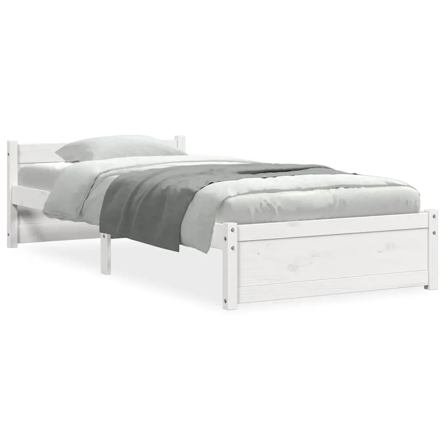 Cadre de lit sans matelas blanc bois massif 100x200 cm - 2