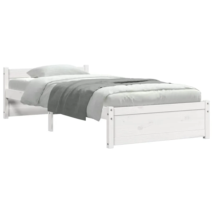 Cadre de lit sans matelas blanc bois massif 100x200 cm - 7