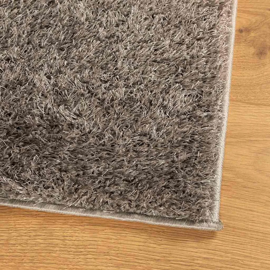 Tapis ISTAN à poils longs aspect brillant gris 80x150 cm - 4