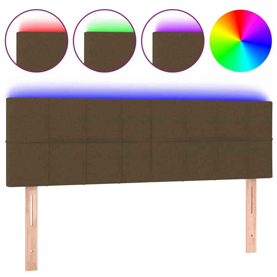 Tête de lit à LED Marron Foncé 144x5x78/88 cm Tissu - 2