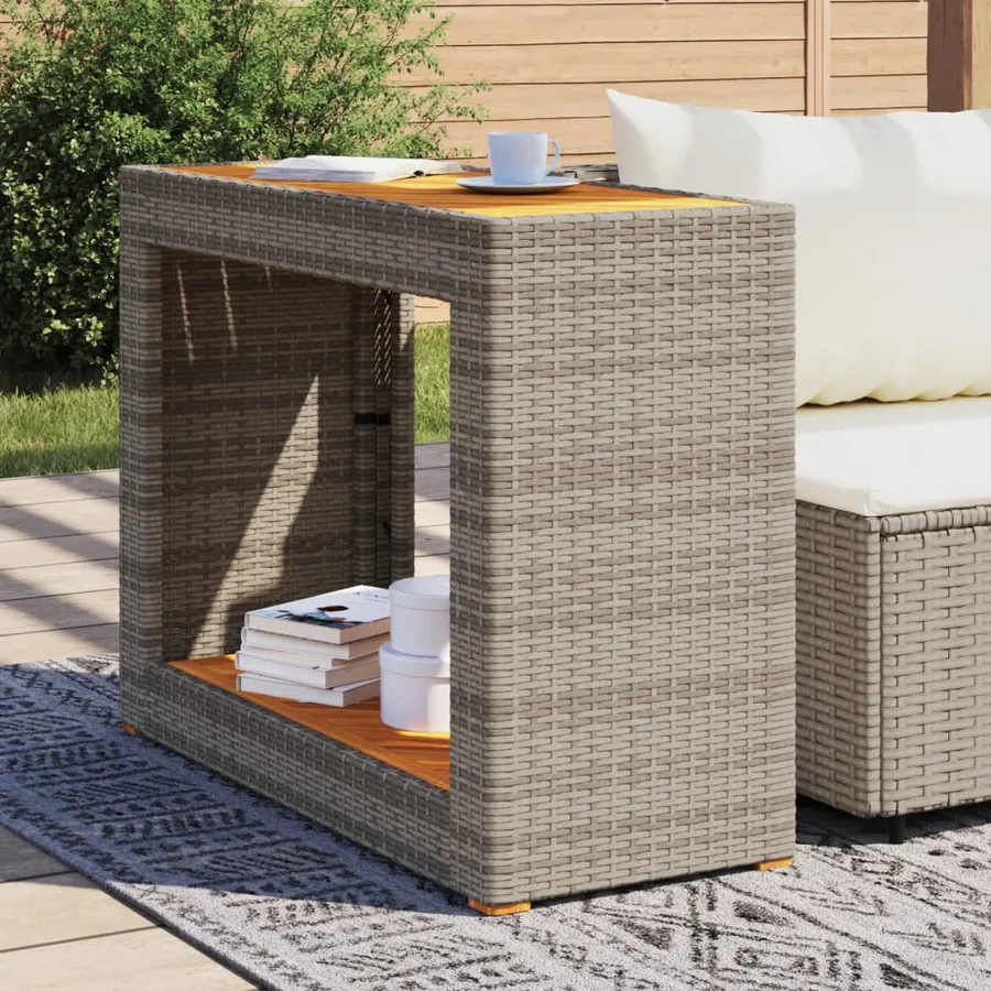 Table d'appoint de jardin dessus en bois gris 100x40x75 cm - 3
