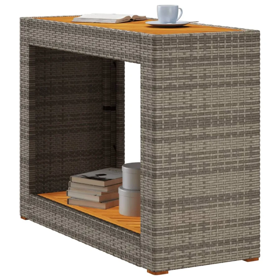 Table d'appoint de jardin dessus en bois gris 100x40x75 cm - 4