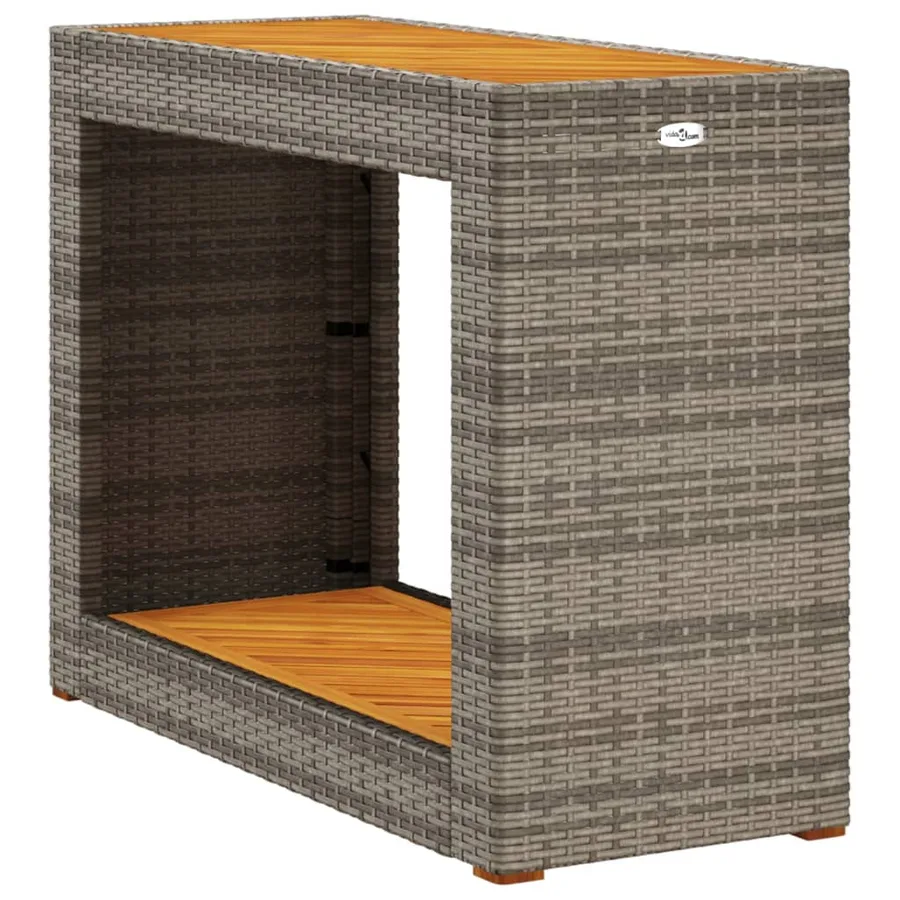 Table d'appoint de jardin dessus en bois gris 100x40x75 cm - 7