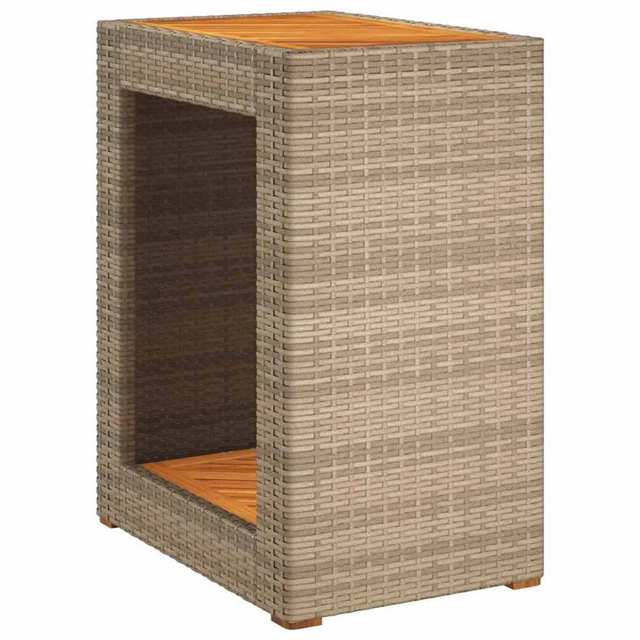 Table d'appoint de jardin dessus en bois beige 60x40x75 cm - 2