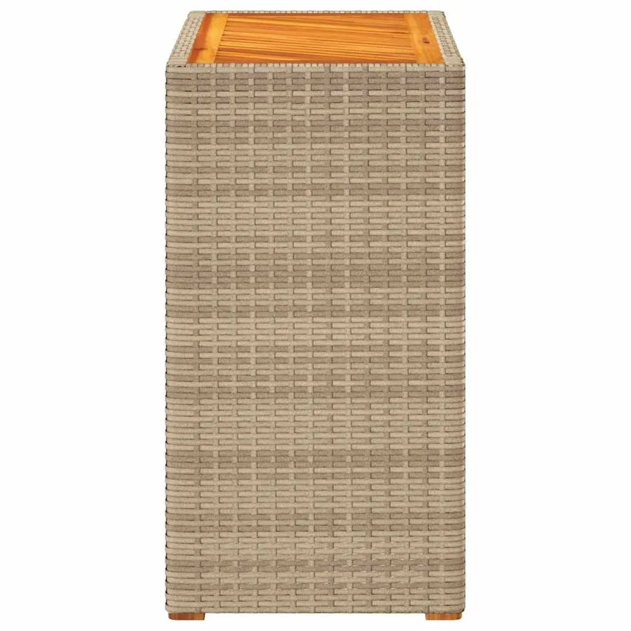 Table d'appoint de jardin dessus en bois beige 60x40x75 cm - 5