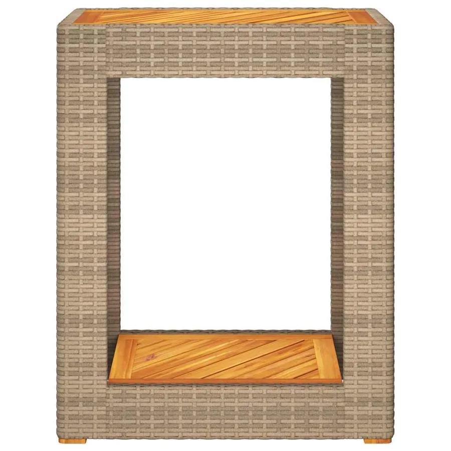 Table d'appoint de jardin dessus en bois beige 60x40x75 cm - 6